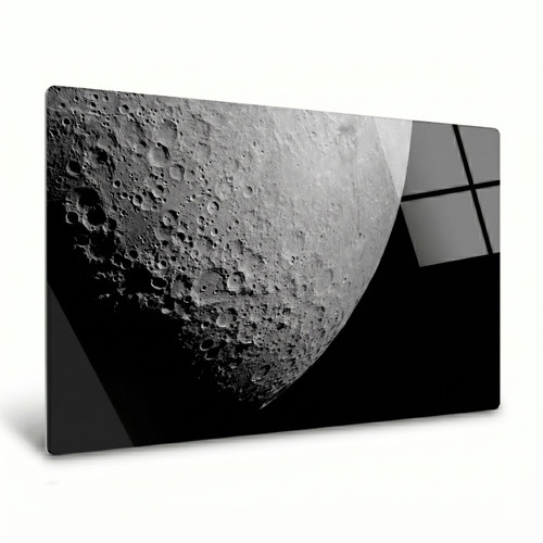 LumaPixx, Artemis II "Orientale Basin at the Edge of Light" Metal Photo Print, Stunning Photo Printed on a High Gloss Chromaluxe Metal Photo Panel. Choose Your Size