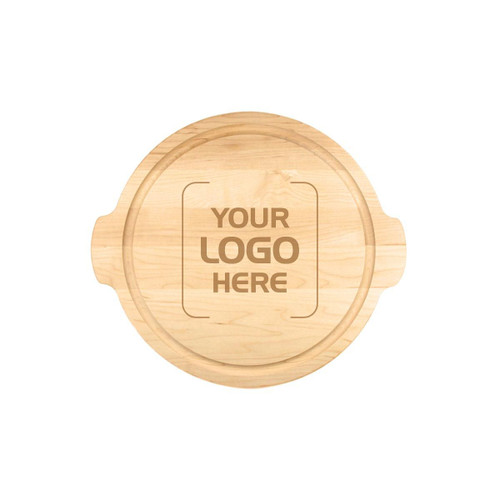 Made4You, Round Cutting Board with Handles and Juice Groove, Small, Maple, 12" x ¾"
