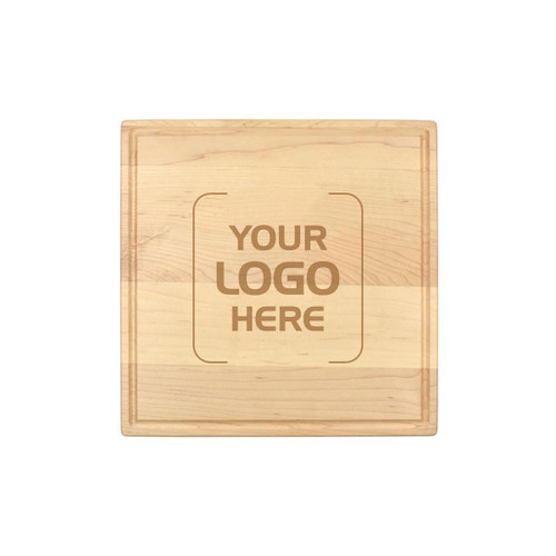 Square Wood Cutting Board with Juice Groove, Maple, Small, 12" x 12" x 1"
