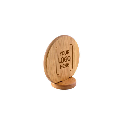 Round QR Code Stand with Circular Base, Cherry, Small, 5" x 1/2"