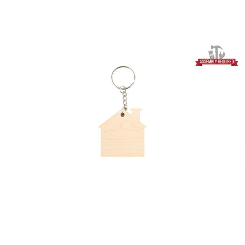 House Shaped Keychain, Maple, 2" x 2" x 0.125"