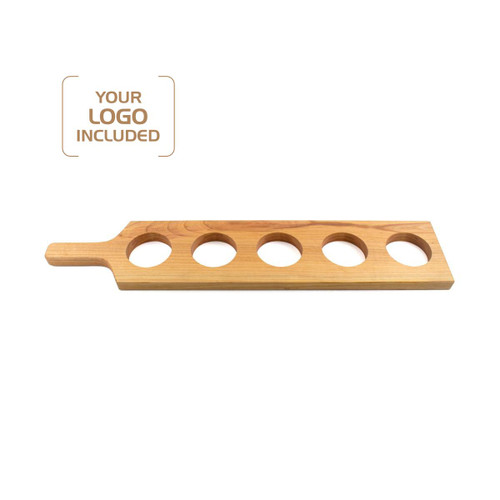 Made4You, Beer Flight Board with 5 Holes, Cherry, Large, 24”x 5” x ¾”