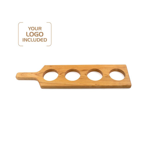 Made4You, Beer Flight Board with 4 Holes, Cherry, Large, 20”x 5” x ¾”
