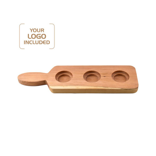 Flight Board with 3 Slots and a Handle, Cherry, Medium, 4" x 15" x ¾"