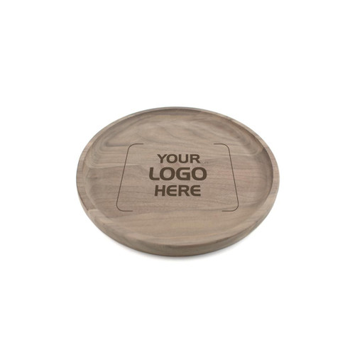 Made4You, Round Hardwood Tray, Walnut, Small, 11" x ¾”