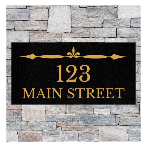 Made4You, House Number and Street Sign, Black Granite, 12" x 6"