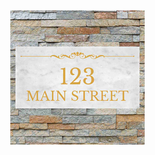 House Number and Street Sign, Gray Marble, 12" x 6"