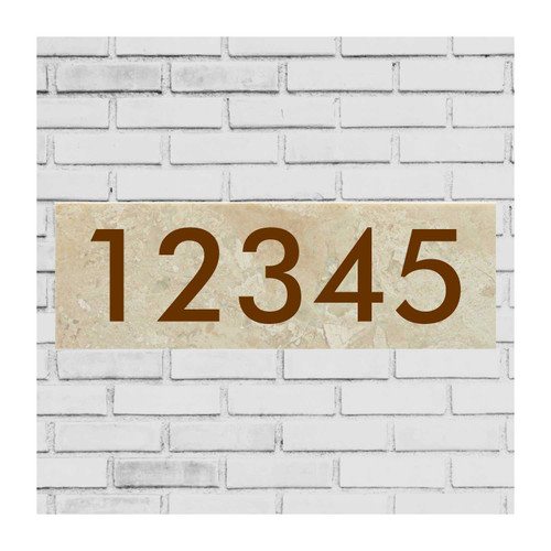 Made4You, House Number Sign, Beige Marble, 12" x 4"