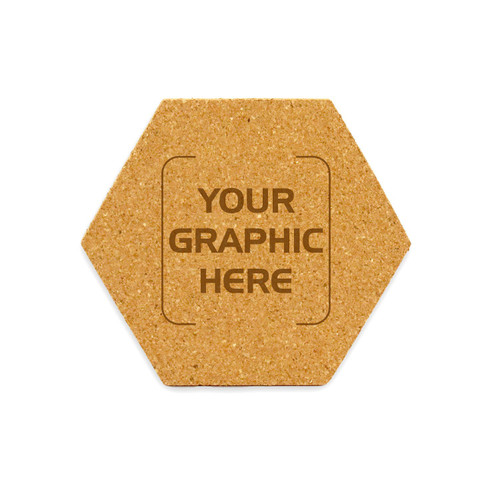Made4You, Hex Cork Coaster, 4” x 4” x 3/16”