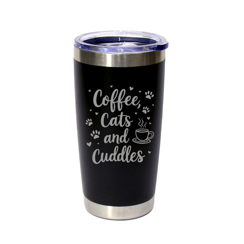 'Coffee, Cats And Cuddles', Stainless Steel Tumbler, 20 Oz., Choose Your Color, Made4You