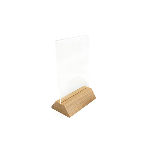 Table Tent with Wood Base and Acrylic Insert, Oak, 5" x 7" Table Tent with Wood Base and Acrylic Insert, Oak, 5" x 7"