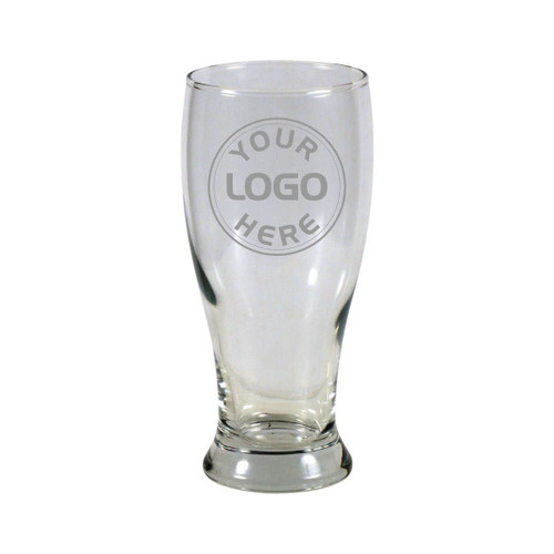 Clear Pilsner Pub Glass with a Logo, 19 Oz. Clear Pilsner Pub Glass with a Logo, 19 Oz.