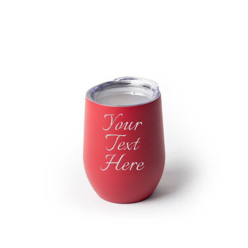 Stainless Steel Stemless Wine Glass, Red, 12 Oz.