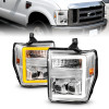 ANZO 08-10 Ford F-250 - F-550 Super Duty Projector Headlights w/ Light Bar Switchback Chrome Housing - 111587 Photo - Primary