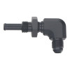 DeatschWerks 6AN Male Flare to 5/16in Male Barb Bulkhead Adapter 90-Degree - Anodized Matte Black - 6-02-0712-B Photo - Primary