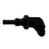 DeatschWerks 6AN Male Flare to 5/16in Male Barb Bulkhead Adapter 90-Degree - Anodized Matte Black - 6-02-0712-B Photo - Primary