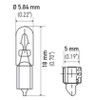 Hella Bulb 37 12V 1.3W W2X4.6d T1.75 - 37 Technical Drawing