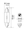 Hella Bulb 6461 12V 10W SV8.5-8 - 6461 Technical Drawing
