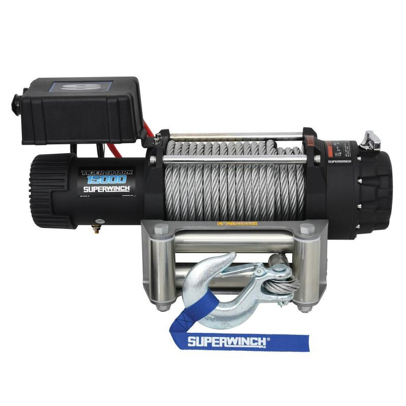 Superwinch 15000 LBS 12V DC 7/16in x 82ft Wire Rope Tiger Shark 11500 ...