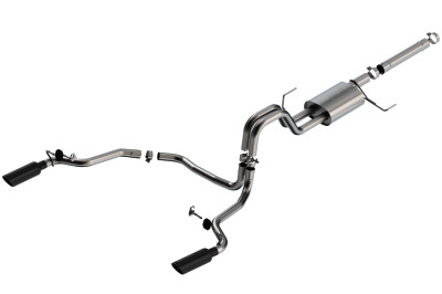 Borla 21-22 F-150 Powerboost 3.5L V6 2WD & 4WD 4DR 3in, 2.25in S-TYPE Catback w/ Black Chrome Tips - 140903BC Photo - Primary