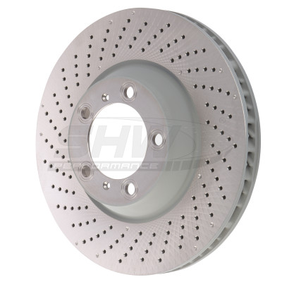 SHW 09-13 Porsche 911 Turbo w/Cntr Lock/Spyder Wheel w/o Ceramic Brake Left Frt Drill-Dimp MB Rotor - PFL30905 Photo - Primary