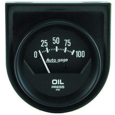 Autometer Auto Gage 2in 100 psi Mechanical Short Sweep Black Oil Pressure Gauge - 2360 Photo - Primary