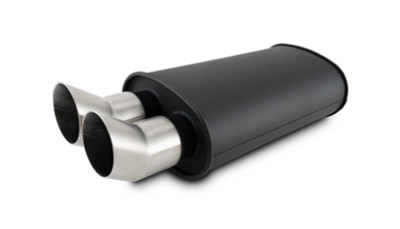 Vibrant StreetPower Flat Blk Muffler Dual 304SS Brushed Tips 9in x 5in x 15in - 2.5in Dual Inlet - 12330 Photo - Primary