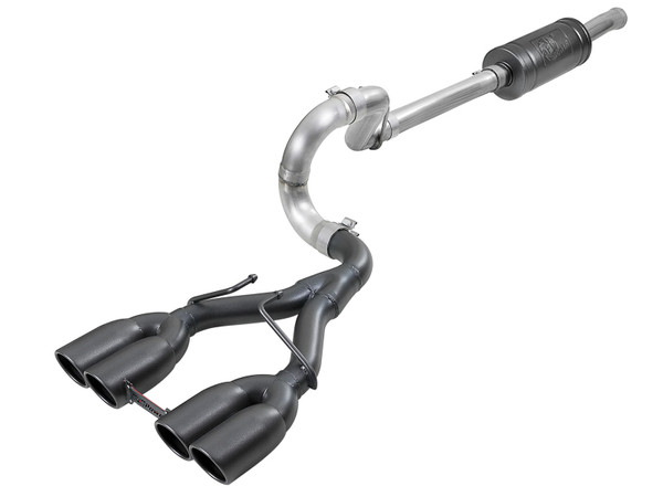AFE 49-38073-B Rebel Series 2-1/2in 304 SS Cat-Back Exhaust System w/Black Tip