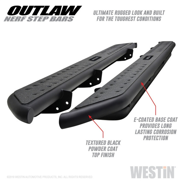 Westin 58-53565 Outlaw Nerf Step Bars Textured Black For 19-20 Ram 1500