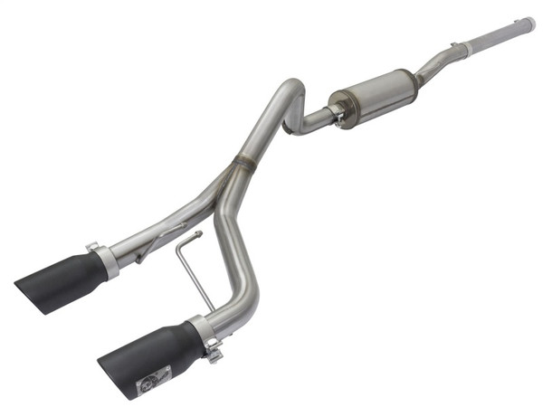 AFE 49-48056-B Rebel Series 2-1/2in 409 SS Cat-Back Exhaust System w/Black Tip