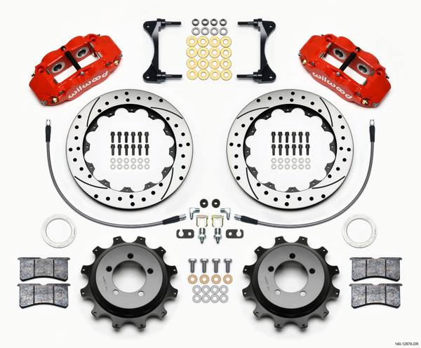 Wilwood Narrow Superlite 4R Rear Kit 12.88in Drilled Red 99-05 WRX / 99-07 Impreza - 140-12878-DR