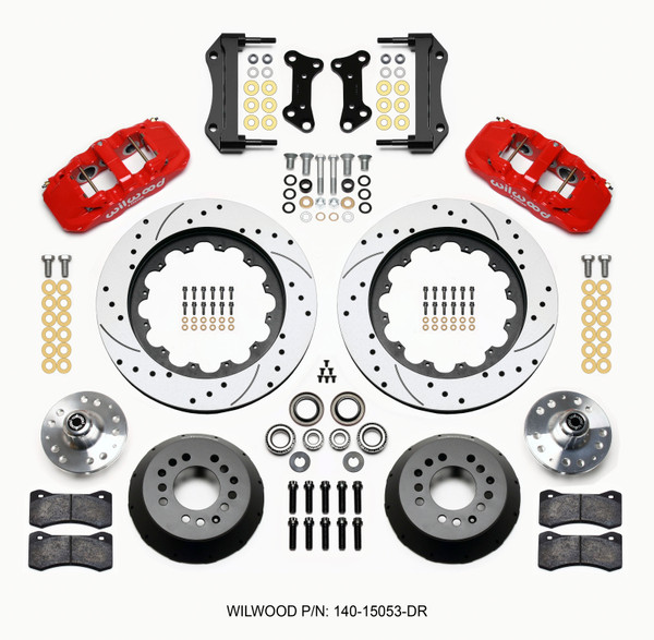 Wilwood 140-15053-DR Front Hub Kit 15 Drilled Red For Camaro Nova Chevelle 64-72