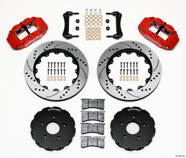 Wilwood 140-8922-Dr Disc Brake Kit Front Drilled Rotors Superlite 6 Calipers Red