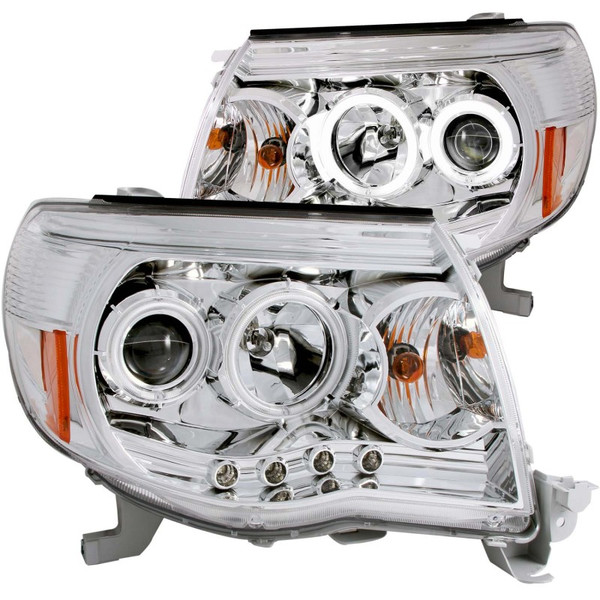 ANZO fits 2005-2011 Toyota Tacoma Projector Headlights w/ Halos Chrome - 121281