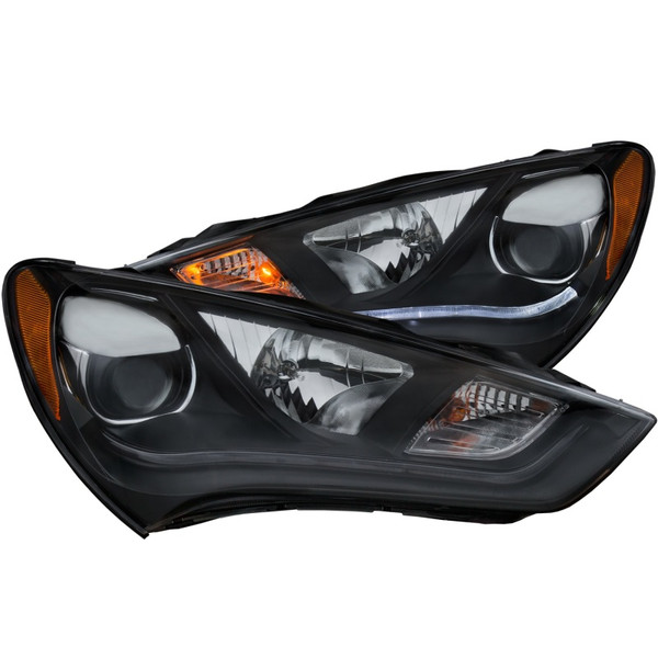 ANZO fits 2013-2015 Hyundai Genesis Projector Headlights w/ Plank Style Design Black (HID Compatible) - 121511