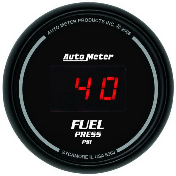 Auto Meter 6363 Gauge Fuel Pressure 2 1/16" 100Psi Digital Black Dial W/Red Led