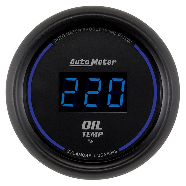Auto Meter 6948 Gauge Oil Temp 2 1/16In. 340Deg.F Digital Black Dial W/Blue Led