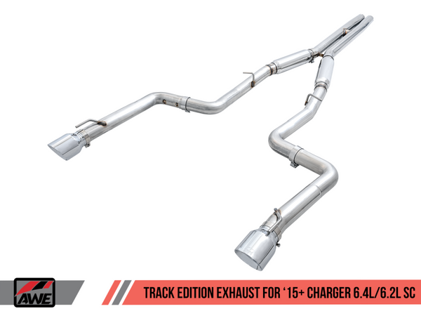 AWE Tuning fits  2015+ Dodge Charger 6.4L/6.2L Supercharged Track Edition Exhaust - Chrome Silver Tips - 3015-32112