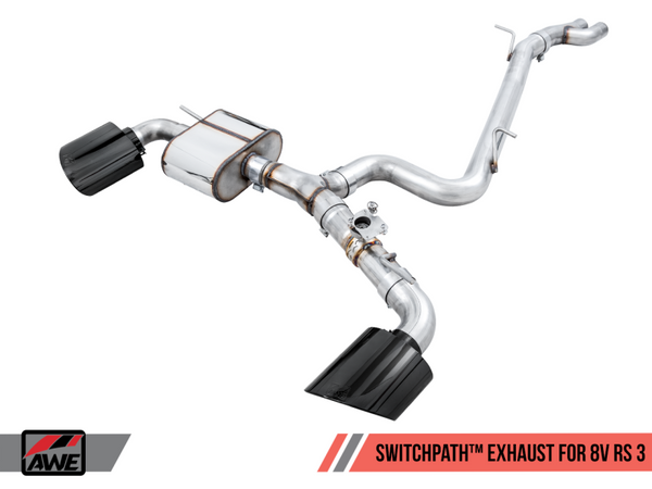 AWE 3025-33034 SwitchPath Exhaust for Audi 8V RS 3 Diamond Black RS-style Tips