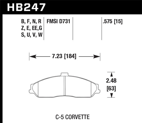 Hawk HB247N.575 HP Plus Disc Brake Pad 0.575 Thickness