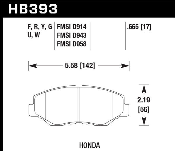 Hawk HB393N.665 HP Plus Disc Brake Pad; For 18-19 Honda Civic 1.5L