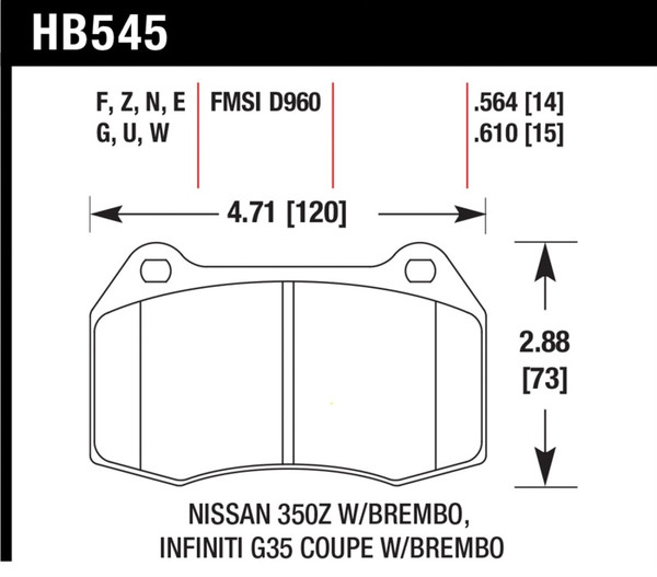 Hawk HB545Z.564 Performance Ceramic Disc Brake Pad 0.564 Thickness