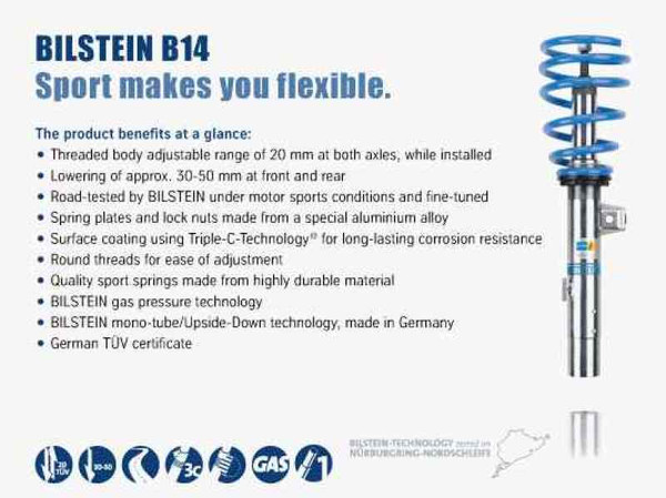Bilstein B14 fits  2002 Mercedes-Benz C230 Kompressor Front and Rear Suspension Kit - 47-100770