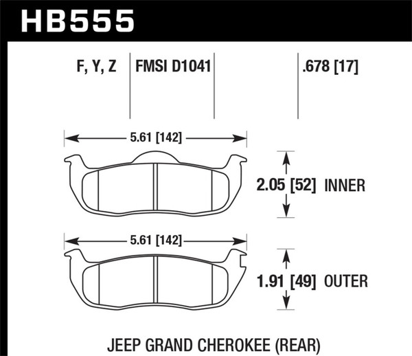Hawk HB555Y.678 LTS Disc Brake Pad 0.678 Thickness For 08-17 Nissan Armada