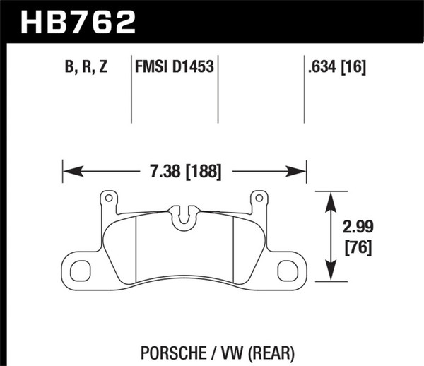 Hawk HB762B.634 HPS 5.0 Disc Brake Pad; 0.634 Thickness For 16 Touareg