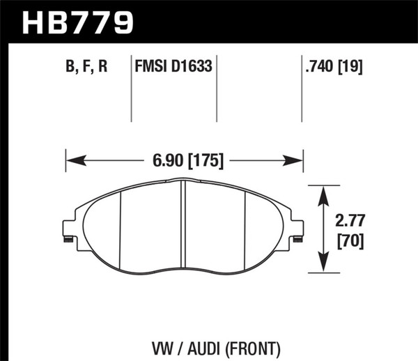 Hawk HB779B.740 HPS 5.0 Disc Brake Pad 0.740 Thickness For 19 VW Jetta 2.0L