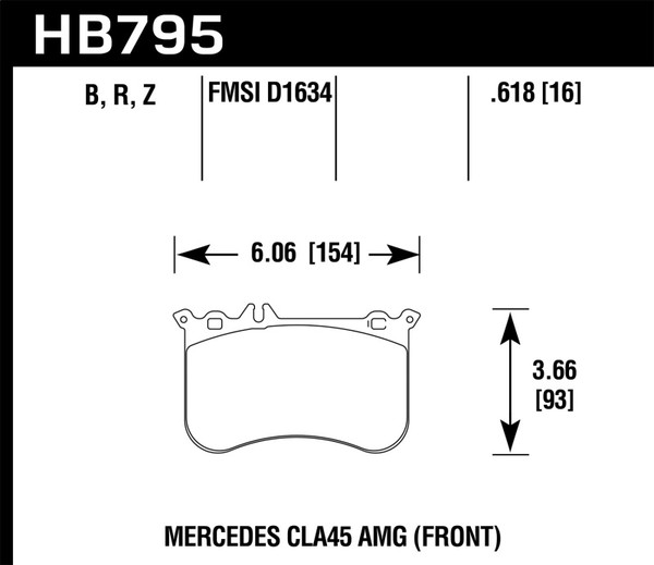 Hawk HB795Z.618 Ceramic Front Disc Brake Pads Set For 14-17 CLA45 AMG