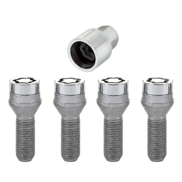 McGard Wheel Lock Bolt Set - 4pk. (Cone Seat) M14X1.5 / 19mm Hex / 31.0mm Shank Length - Chrome - 27000