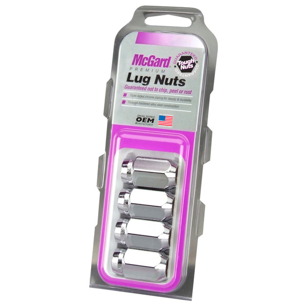 McGard Hex Lug Nut (Cone Seat) 1/2-20 / 13/16 Hex / 1.5in. Length (4-Pack) - Chrome - 64000