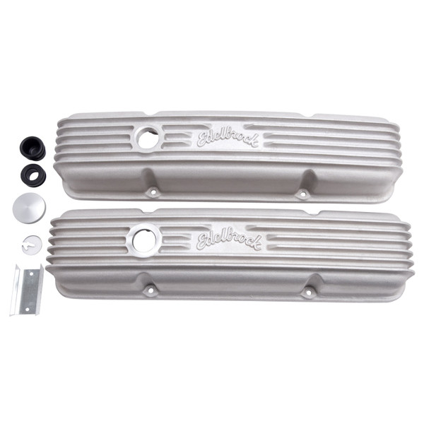 Edelbrock Inc. 41449 Classic Series Aluminum Valve Cover (Pair) For Chevy NEW